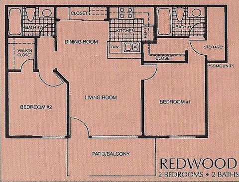 the floor plan for the redwood floor plan with bedrooms and baths